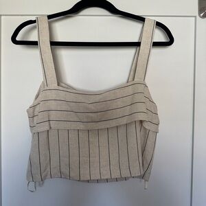 Avec Les Filles Beige and Black Striped Tank Top